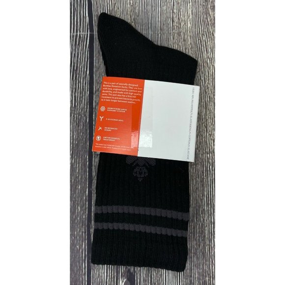 NEW BOMBAS Crew Calf Black Socks Men’s Medium Size 6-9 Bee - Picture 2 of 4